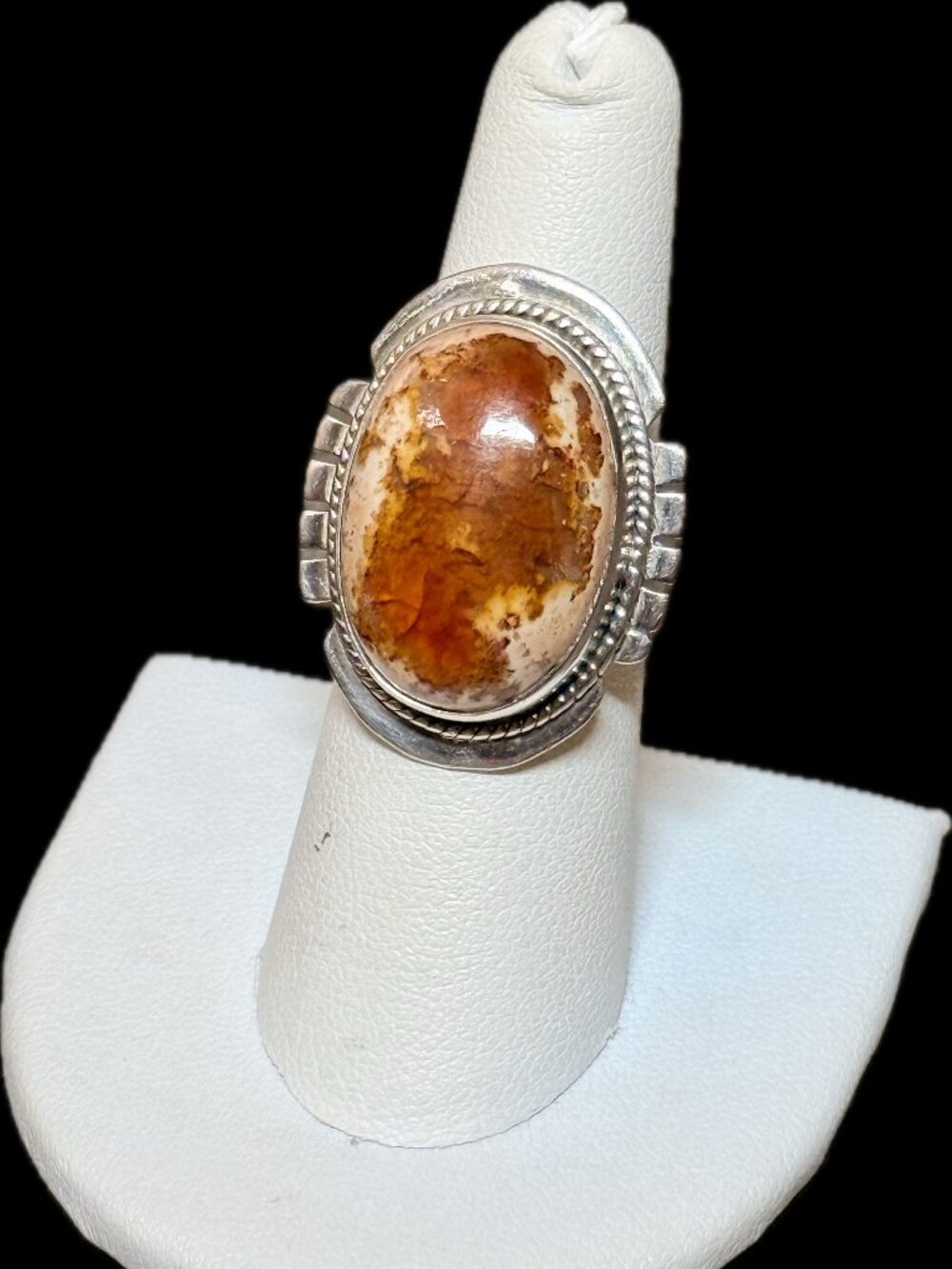 925 Mexican Cantera Fire Opal Ring